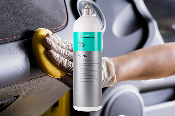 Koch Chemie Top Star là dung dịch dưỡng nội thất bằng nhựa trên xe ô tô chuyên dụng